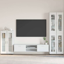 Berkfield Sideboard with Shelf FLORIN High Gloss White 55.5 x 29 x 100 cm