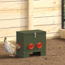 Berkfield Chicken Feeder 2 pcs Olive Green 40.5 x 25 x 38 cm