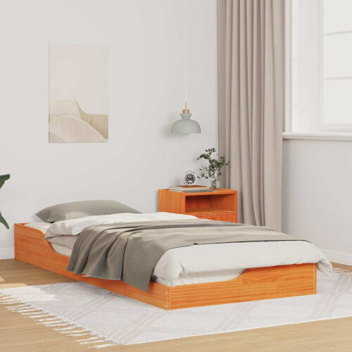 Berkfield Bed Frame Wax Brown 80 x 210 cm Solid Pine Wood