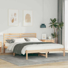 Berkfield Bed Frame with Headboard Brown 160 x 200 cm Solid Pine Wood