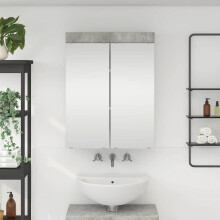 Berkfield Bathroom Mirror Cabinet TULUM Concrete Grey 60 x 16.5 x 78 cm