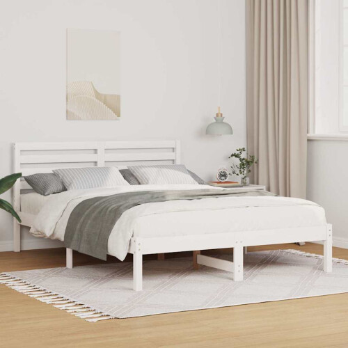 Berkfield Bed Frame with Headboard White 120 x 200 cm Solid Pine Wood