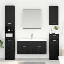 Berkfield Sink cabinet with Storage with Door Black Oak Engineered Wood