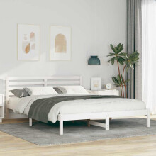 Berkfield Bed Frame with Headboard White 160 x 210 cm Solid Pine Wood