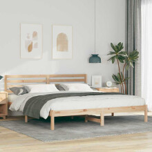 Berkfield Bed Frame with Headboard Brown 200 x 200 cm Solid Pine Wood