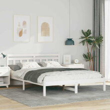 Berkfield Bed Frame White 150 x 200 cm Solid Pine Wood