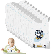 Disposable Baby Bibs with Pocket, 10PCS Waterproof Nonwoven Travel Bibs for Toddlers and Babies