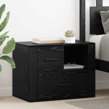 Berkfield Bedside Cabinet Black Oak 35 x 60 x 50 cm Engineered Wood