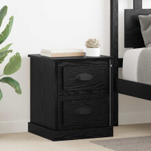 Berkfield Bedside Cabinet with Drawer 2 pcs Black Oak 39 x 39 x 47.5 cm