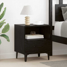 Berkfield Bedside Cabinet with Drawer 2 pcs Black oak 40 x 35 x 47.5 cm