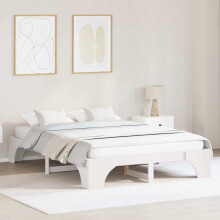 Berkfield Bed Frame White 150 x 200 cm Solid Pine Wood
