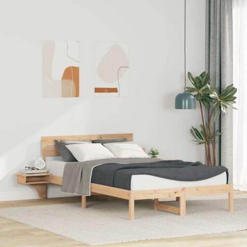 Berkfield Bed Frame with Headboard Brown 120 x 190 cm Solid Pine Wood