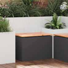 Berkfield Garden Bench Black 60 x 40 x 43 cm Solid Douglas Wood and Steel