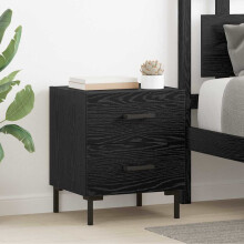 Berkfield Bedside Cabinet with Drawer 2 pcs Black Oak 40 x 35 x 47.5 cm