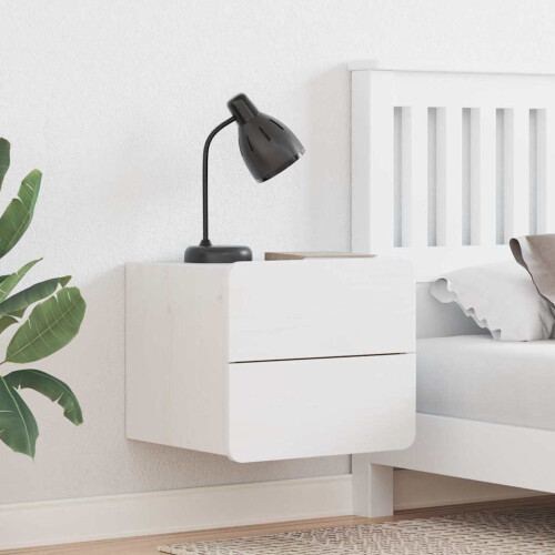 Berkfield Bedside Table with Drawer White 39 x 34 x 33 cm Solid pinewood