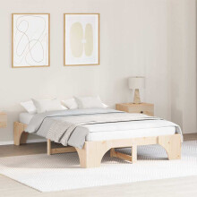 Berkfield Bed Frame Natural 135 x 190 cm Solid Pine Wood