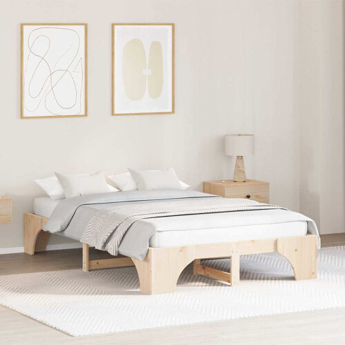 Berkfield Bed Frame Natural 135 x 190 cm Solid Pine Wood