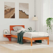Berkfield Bed Frame with Headboard Wax Brown 75 x 190 cm Solid Pine Wood