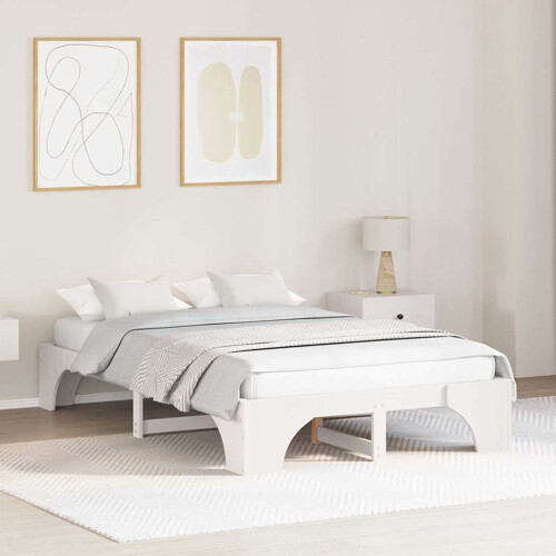 Berkfield Bed Frame White 135 x 190 cm Solid Pine Wood