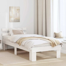 Berkfield Bed Frame with Headboard White 90 x 190 cm Solid Pine Wood