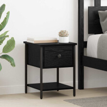 Berkfield Bedside Table 2 pcs Black Oak 34 x 35.5 x 45 cm Engineered Wood