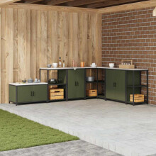 Berkfield Kitchen Storage with Shelf Olive Green 60 x 50 x 92 cm Steel