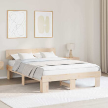 Berkfield Bed Frame with Headboard Natural 150 x 200 cm Solid Pine Wood