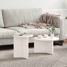 Berkfield Coffee Table 2 pcs White Solid Pine wood