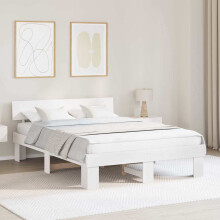 Berkfield Bed Frame with Headboard White 150 x 200 cm Solid Pine Wood