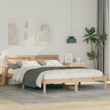 Berkfield Bed Frame with Headboard Brown 150 x 200 cm Solid Pine Wood