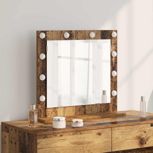 Berkfield Vanity Mirror Rectangular with Mirror Old Wood 60 x 55 x 18 cm