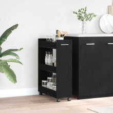 Berkfield Cabinet with Wheel Black Oak 60 x 22 x 79 cm