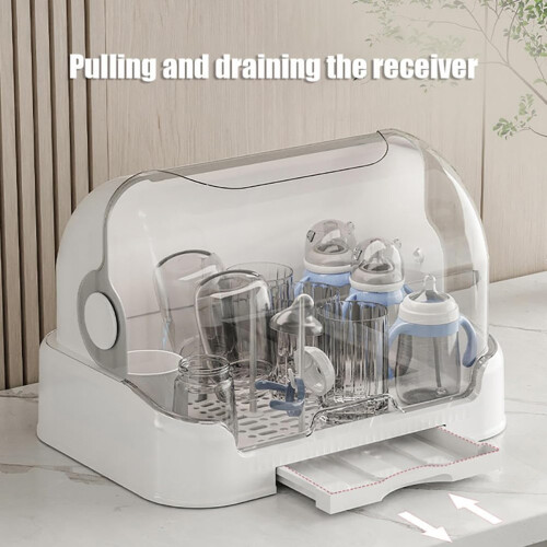 Baby Bottle Drying Rack Organizer with 110 Flip‑Open Design, Compact Travel Friendly Multi‑Compartment 2