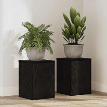 Berkfield Plant Stand 2 pcs Black Oak 25 x 25 x 35 cm Engineered Wood