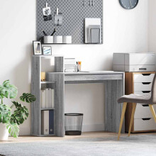 Berkfield Desk with Shelf Grey Sonoma 100 x 40 x 90 cm Engineered Wood