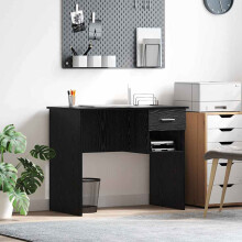 Berkfield Desk with Drawer Black Oak 90 x 49 x 75 cm Engineered Wood