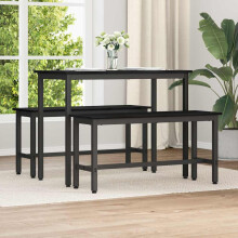 Berkfield Dining Bench 2 pcs Black Oak 100 x 32.5 x 48.5 cm