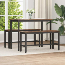 Berkfield Dining Bench 2 pcs Smoked Oak 100 x 32.5 x 48.5 cm