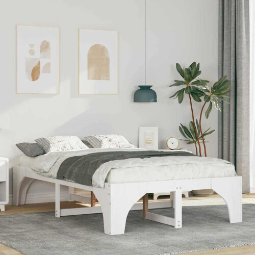Berkfield Bed Frame White 140 x 190 cm Solid Pine Wood