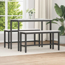 Berkfield Dining Bench 2 pcs White 100 x 32.5 x 49 cm Solid pine wood