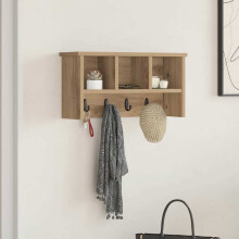 Berkfield Wall-Mounted Coat Rack with Shelf Artisan Oak 50 x 16 x 26 cm