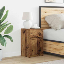 Berkfield LED Bedside Cabinet Old wood 38 x 34 x 61 cm Engineered wood