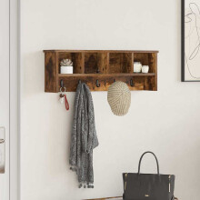 Berkfield Wall-Mounted Coat Rack with Shelf Smoked Oak 75 x 16 x 26 cm