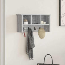 Berkfield Wall-Mounted Coat Rack with Shelf Grey Sonoma 50 x 16 x 26 cm
