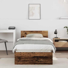 Berkfield Bed Frame with Headboard Old Wood 75 x 190 cm Engineered Wood