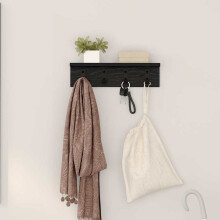 Berkfield Wall-Mounted Coat Rack Black Oak 40 x 10.5 x 10.5 cm