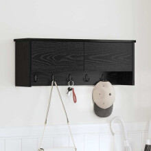 Berkfield Wall-Mounted Coat Rack with Shelf Black Oak 80 x 20 x 30 cm