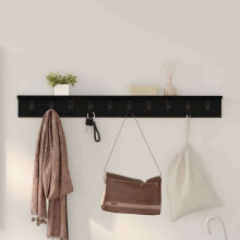 Berkfield Wall-Mounted Coat Rack Black Oak 100 x 10.5 x 10.5 cm