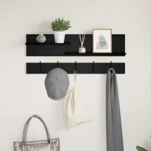 Berkfield Wall-Mounted Coat Rack with Shelf Black Oak 90 x 15 x 36 cm