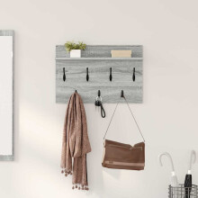 Berkfield Wall-Mounted Coat Rack with Shelf Grey Sonoma 60 x 40 x 12 cm